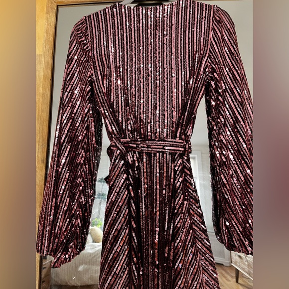 STRIPE SEQUIN BELLISSA DRESS IN MULTI PINK - Picture 9 of 11